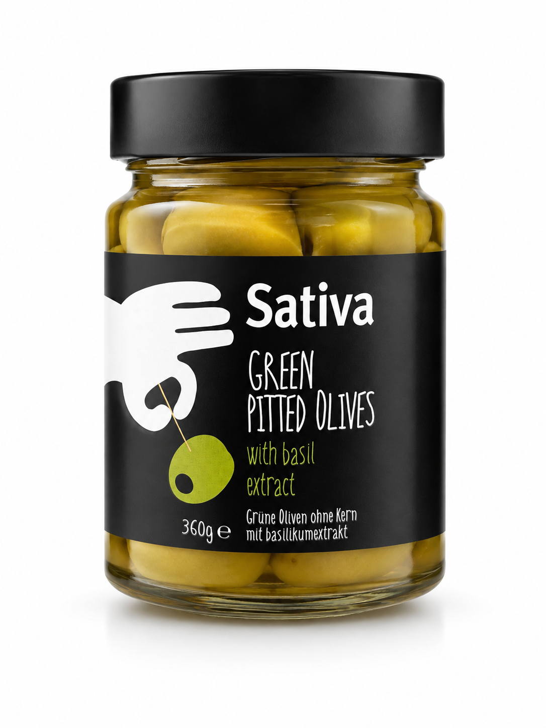 Sativa - Green Pitted with Basil 350g