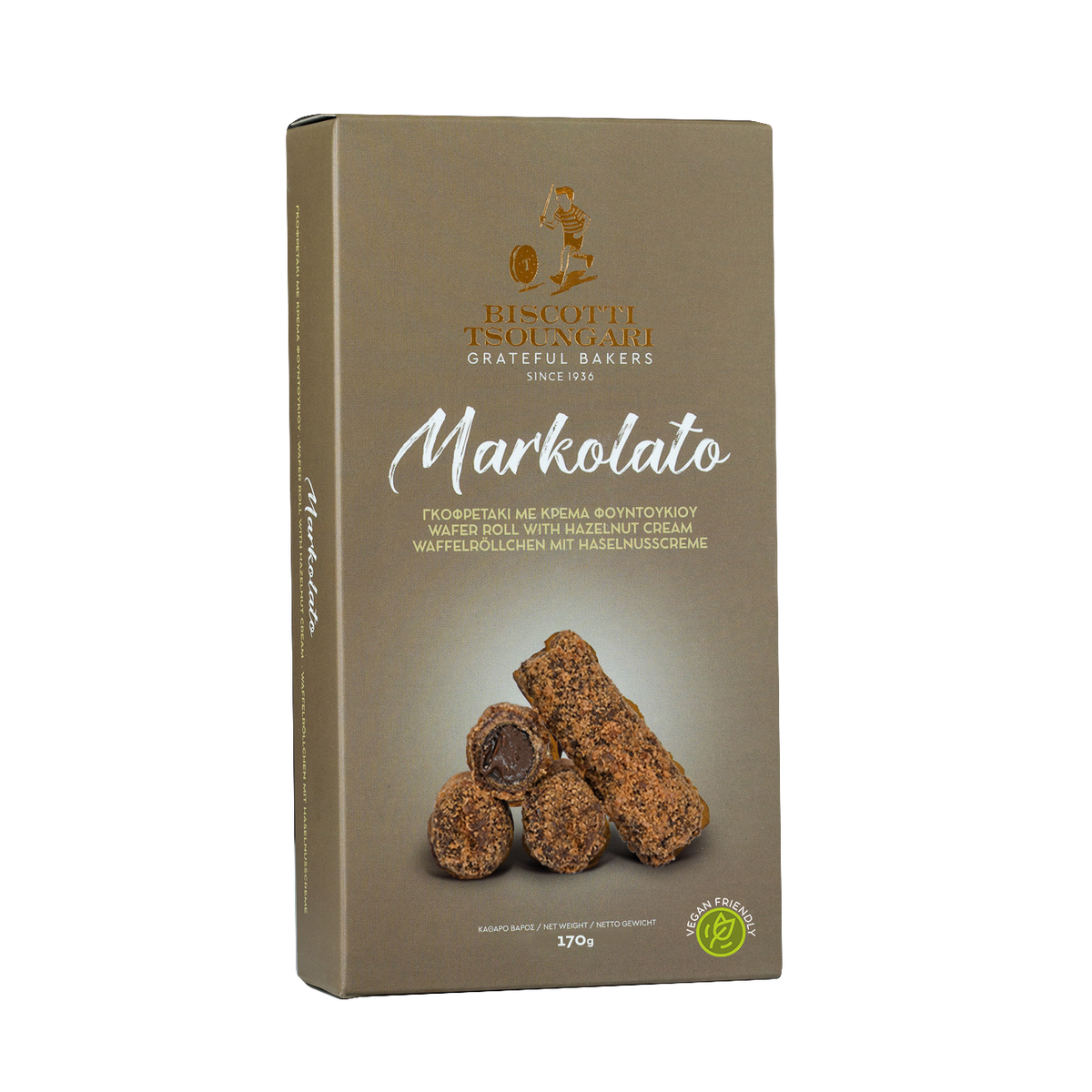 Biscotti Markolato Hazelnut Wafer Roll 170g